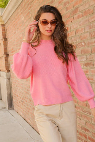 Pink Balloon Sleeve Sweater -  - Lumiere - MOD&SOUL