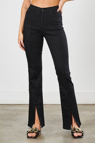 Black Front Slit Slim Bootcut Jeans -  - Vibrant M.i.U - MOD&SOUL