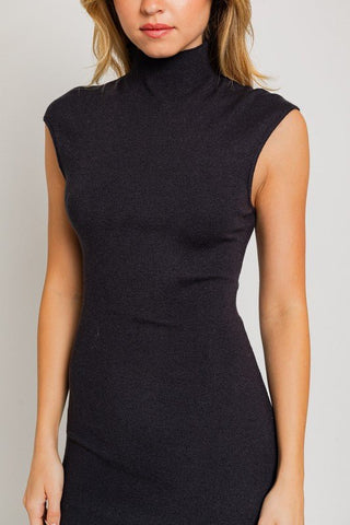 Black Mock Neck Sweater Midi Dress - MOD&SOUL - Contemporary Women's Clothing