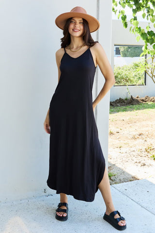 Cami Side Slit Maxi Dress in Black -  - mod&soul - MOD&SOUL
