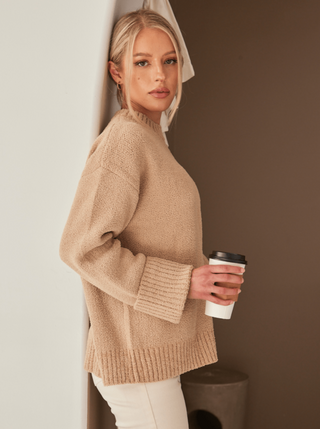 Crewneck Oversized Knit Pullover Sweater - MOD&SOUL - Contemporary Women's Clothing