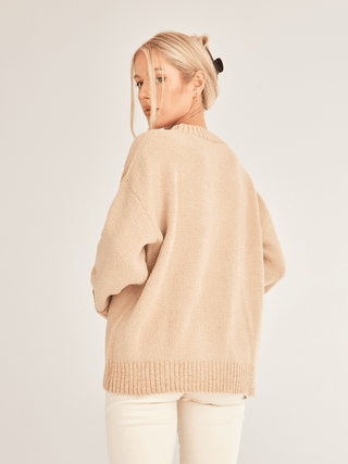 Crewneck Oversized Knit Pullover Sweater - MOD&SOUL - Contemporary Women's Clothing