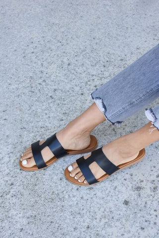 Cutout Open Toe Flat Sandals - MOD&SOUL - Contemporary Women's Clothing