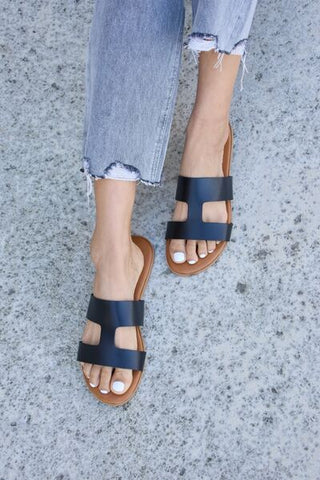 Cutout Open Toe Flat Sandals - MOD&SOUL - Contemporary Women's Clothing