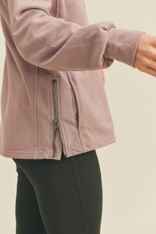 Drawstring Side Zip Sweatshirt - MOD&SOUL - Contemporary Women's Clothing
