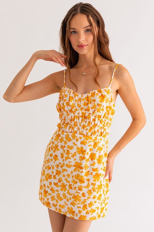 Floral Ruched Mini Dress - Dress - LE LIS - MOD&SOUL