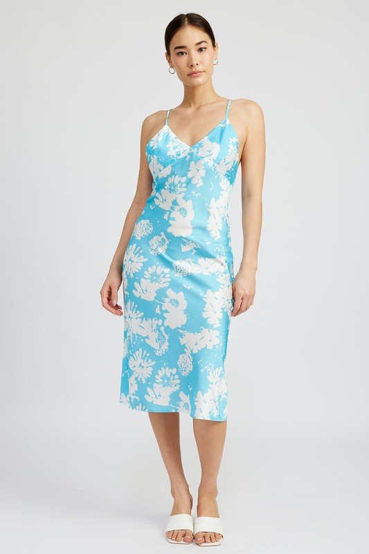 Floral Satin Midi Dress - MOD&SOUL - Contemporary Women's Clothing