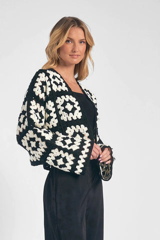 Floral Square Crochet Open Knit Cardigan - MOD&SOUL - Contemporary Women's Clothing