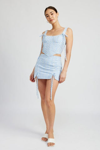GINGHAM MINI SKIRT WITH DRAWSTRINGS - MOD&SOUL - Contemporary Women's Clothing