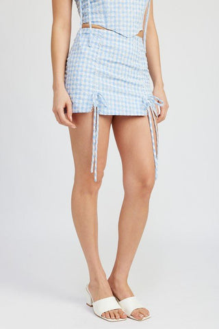 GINGHAM MINI SKIRT WITH DRAWSTRINGS - MOD&SOUL - Contemporary Women's Clothing