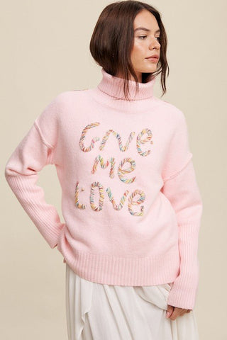 Give Me Love Stitched Mock Neck Sweater - MOD&SOUL - Contemporary Women's Clothing