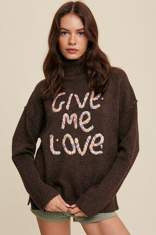 Give Me Love Stitched Mock Neck Sweater - MOD&SOUL - Contemporary Women's Clothing