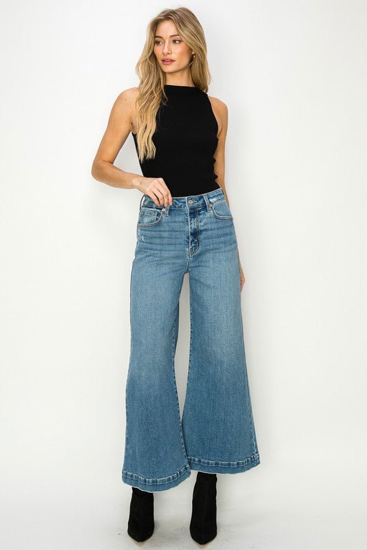 HIGH RISE CROP PALAZZO JEANS - MOD&SOUL - Contemporary Women's Clothing