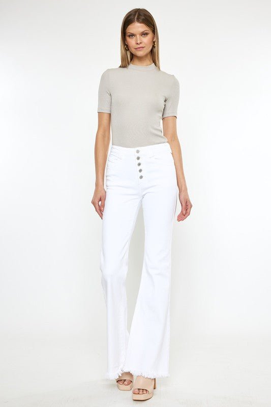 High Rise White Flare Jeans - MOD&SOUL - Contemporary Women's Clothing