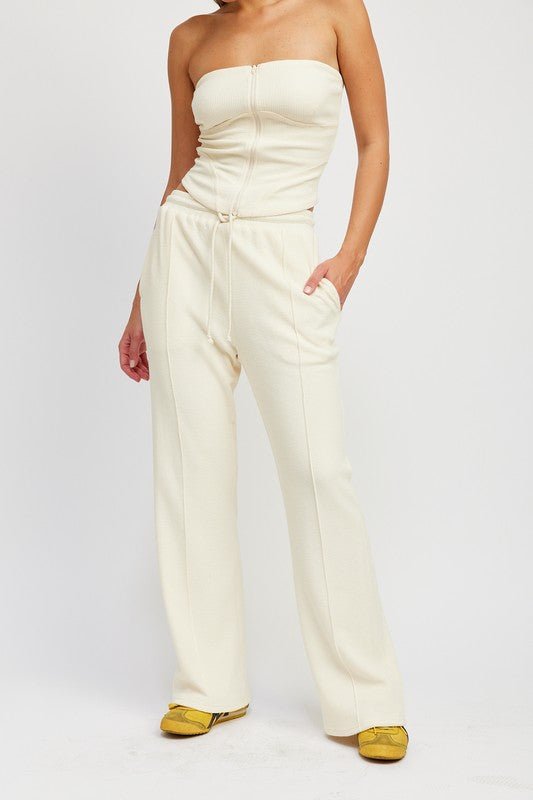 HIGH WAIST PANTS WITH DRAWSTRINGS - MOD&SOUL - Contemporary Women's Clothing