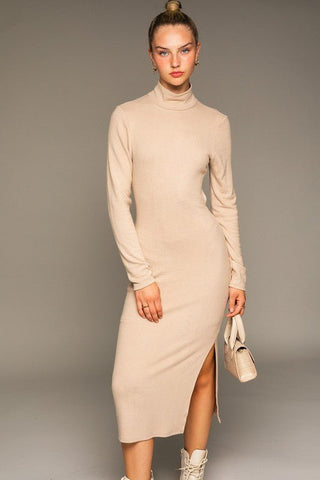 Long Sleeve Mock Neck Midi Dress - MOD&SOUL - Contemporary Women's Clothing