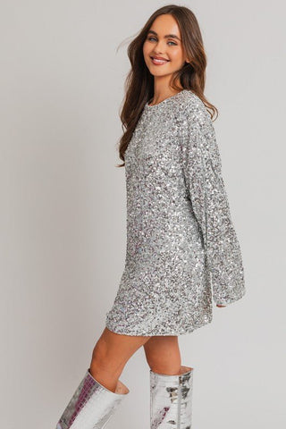 Long Sleeve Sequin Mini Dress - MOD&SOUL - Contemporary Women's Clothing