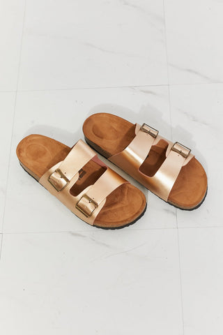 Double-Banded Slide Sandal in Gold -  - Trendsi - MOD&SOUL