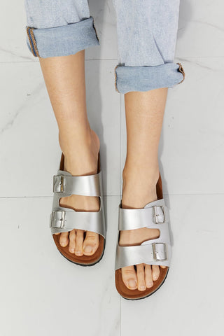 Double-Banded Slide Sandal in Silver -  - Trendsi - MOD&SOUL