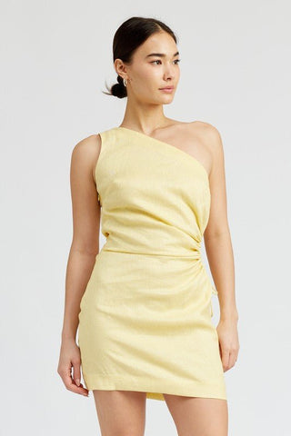 ONE SHOULDER MINI DRESS WTIH SIDE KEYHOLE - MOD&SOUL - Contemporary Women's Clothing