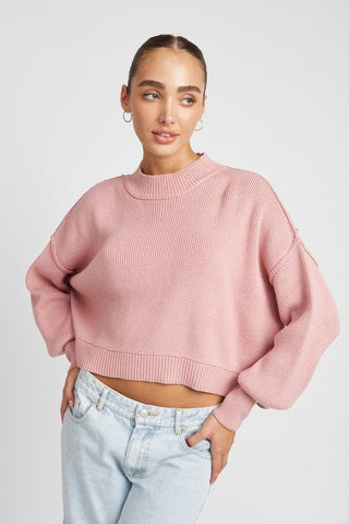 Pink Mock Neck Pullover Sweater -  - Emory Park - MOD&SOUL