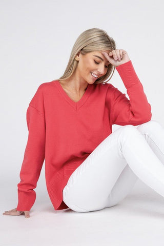 Pink V-Neck Sweater -  - Mod & Soul - MOD&SOUL