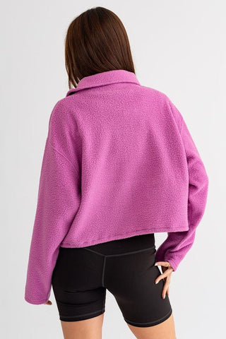 Pocket Detail Boxy Fleece Pullover Sweater -  - LE LIS - MOD&SOUL
