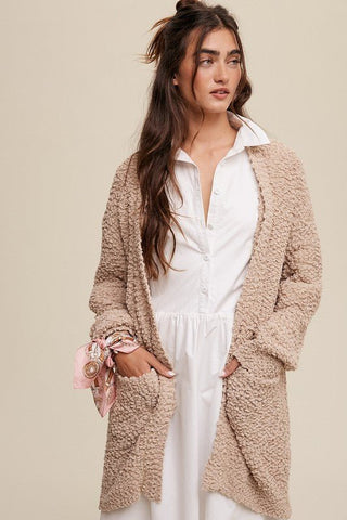 Popcorn Open Knit Cardigan Sweater - MOD&SOUL - Contemporary Women's Clothing