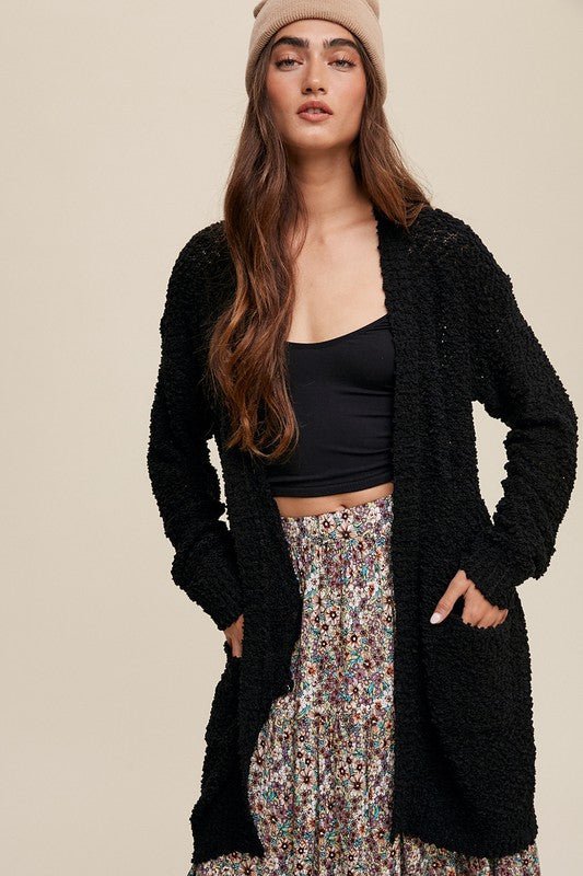 Popcorn Open Knit Cardigan Sweater - MOD&SOUL - Contemporary Women's Clothing