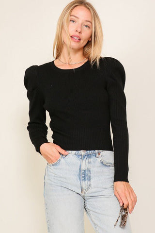 Ribbed Puff Sleeve Knit Top -  - Lumiere - MOD&SOUL