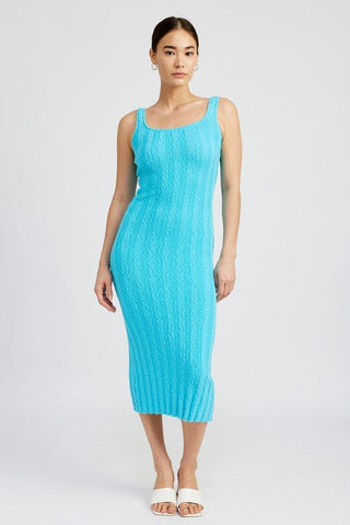 Ribbed Scoop Neck Midi Dress - MOD&SOUL - Contemporary Women's Clothing