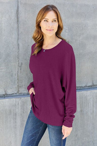 Round Neck Long Sleeve Knit Top - MOD&SOUL - Contemporary Women's Clothing