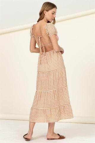 Somewhere to Go Tie-Back Gingham Print Maxi Dress - MOD&SOUL - Contemporary Women's Clothing