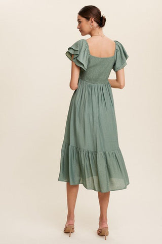 Square Neck Ruffled Short Sleeve Maxi Dress - Dress - Listicle - MOD&SOUL