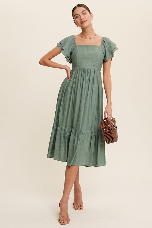 Square Neck Ruffled Short Sleeve Maxi Dress - Dress - Listicle - MOD&SOUL