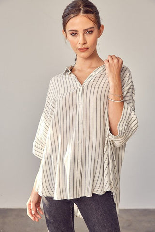 Striped Kimono Button Down Shirt -  - Mustard Seed - MOD&SOUL