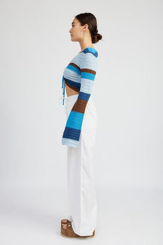 Striped Crochet Ruched Top - MOD&SOUL - Contemporary Women's Clothing