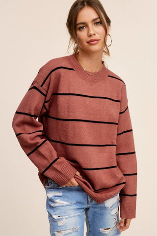 Striped Pullover Sweater - swear - La Miel - MOD&SOUL