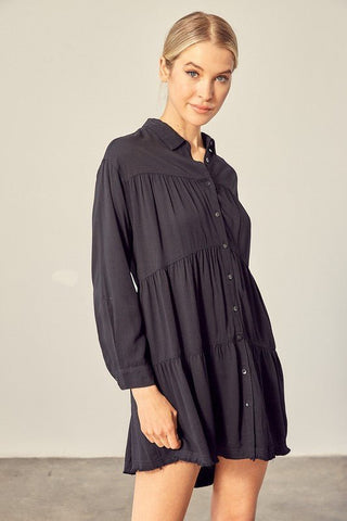 Tiered Mini Shirtdress - FINAL SALE - MOD&SOUL - Contemporary Women's Clothing