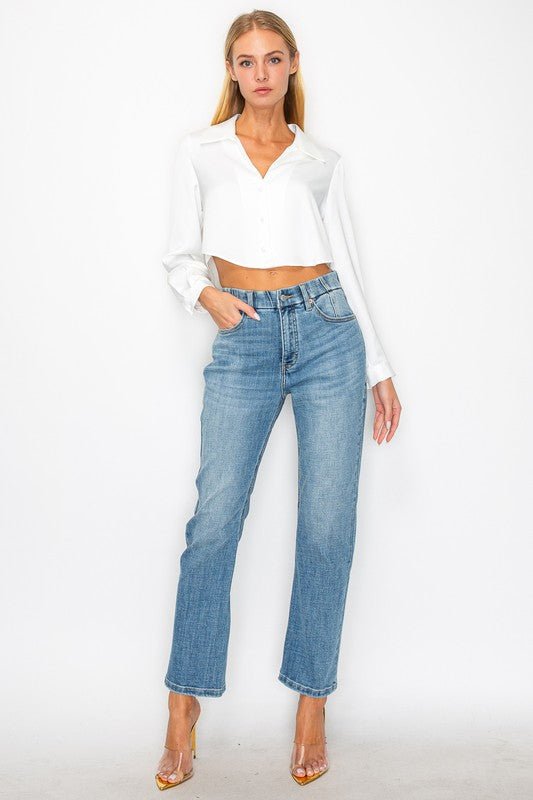 Tummy Control High Rise Straight Jeans - MOD&SOUL - Contemporary Women's Clothing
