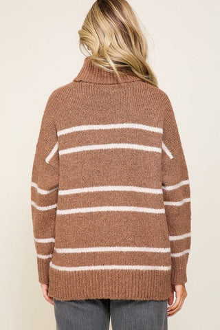 Turtleneck Pinstripe Sweater -  - Lumiere - MOD&SOUL