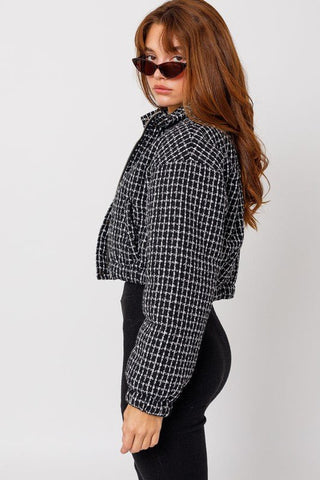 Tweed Crop Puffer Jacket - MOD&SOUL - Contemporary Women's Clothing