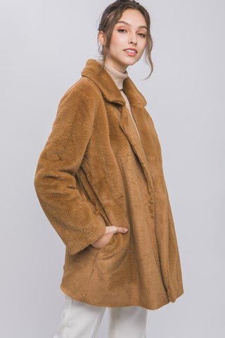 Woven Solid Teddy Collar Coat - MOD&SOUL - Contemporary Women's Clothing