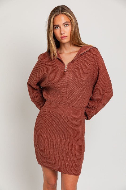 Zipper Sweater Dress - MOD&SOUL - Contemporary Women's Clothing